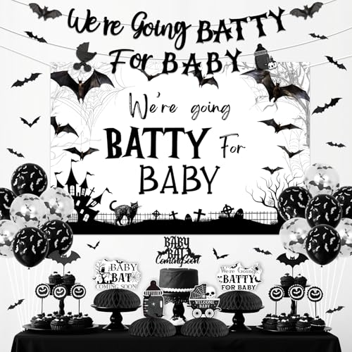 Halloween Baby Shower Bat & Ghost Decoration Kit - Spooky Gothic Party Supplies