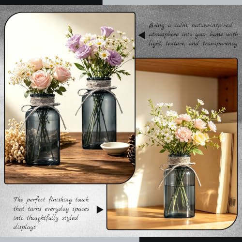TAOZIMA Black Mason Jar Glass Vases 12 Pack for Centerpieces - Elegant Home Decor