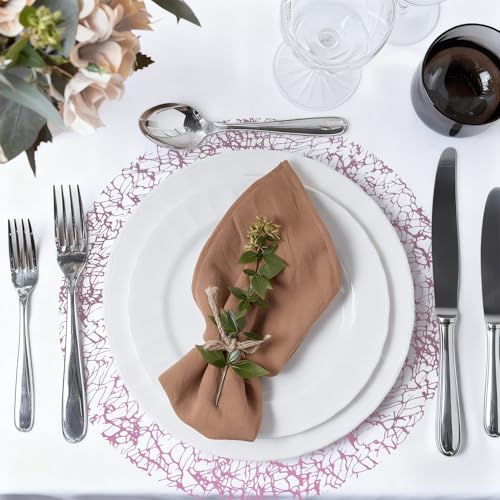 Pink Mesh Gold Foil Disposable Placemats - 12 Pack for Wedding & Holiday Tables