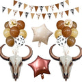 21 PCS Western Party Decorations Kit - Large Cowboy Longhorn Balloons & Banners