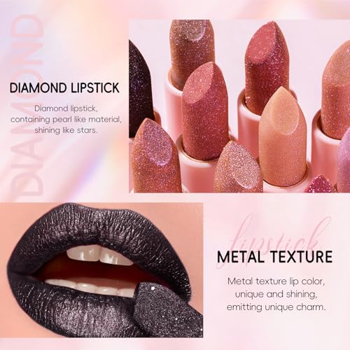 HOSAILY Metallic Black Lipstick #7 - Long Lasting Shimmer Lip Color