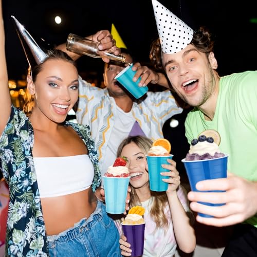 Blue Tone 200-Pack 16oz Disposable Plastic Cups Bulk for Parties and Events