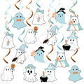 Halloween Ghost & Pumpkin Hanging Decorations - Blue & White Spooky Ceiling Streamers Set