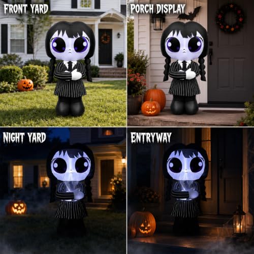 5ft Halloween Inflatable Witch Decoration with LED Lights for Yard & Party