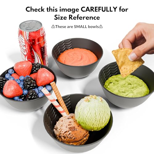 Small Gothic Ceramic Dessert Bowls Set of 4 - Black Spiderweb Design