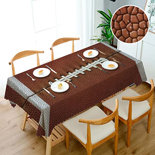 Football Tablecloth 52x70 Inch Rectangular Sports Game Leather Pattern Kitchen Decor - Brown
