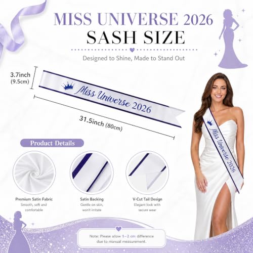 Blue Miss Universe Queen Sash for Halloween & Party - Adjustable Costume Accessory