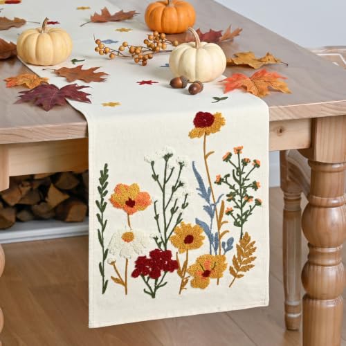 3D Chain Embroidery Table Runner 13x72 Inch for Dining & Home Decor