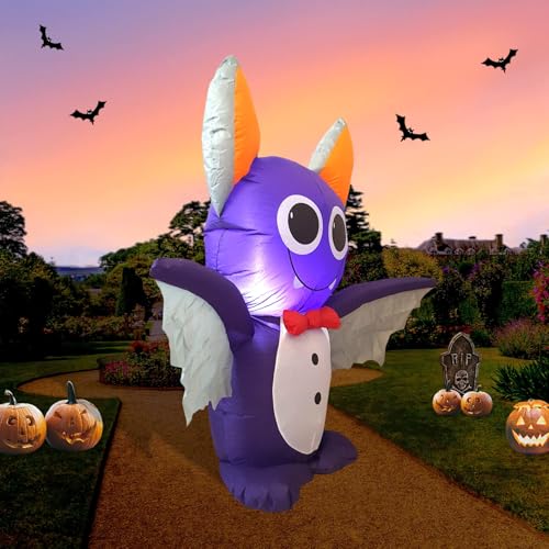 3.9FT Purple Bat Inflatable Halloween Decor with LED Lights Indoor Outdoor Yard