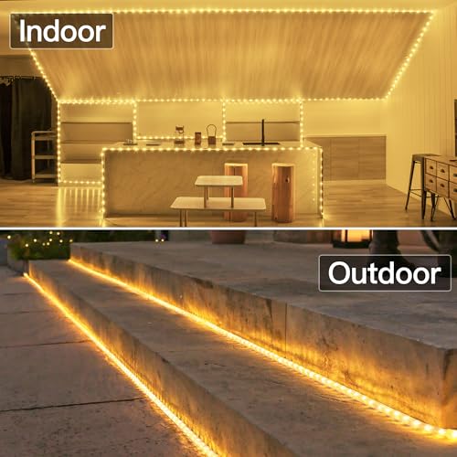 100ft LED Rope Lights Outdoor Waterproof String Lights with Remote - Warm White