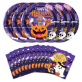 Halloween Paper Plates and Napkins Set - 50 Pieces, Festive Pumpkin & Ghost Design