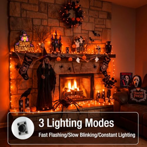 Orange Fairy Lights 6 Pack for Halloween Fall Decorations - 7ft String Lights