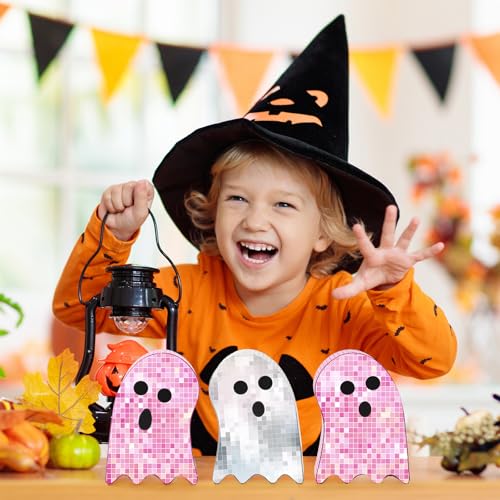 Halloween Disco Ghost Decor Set - Pink Silver 3-Piece Table Centerpieces