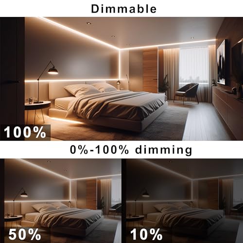3000K COB LED Strip Light 32.8ft Dimmable Warm White Flexible Tape - AUZIWE