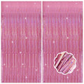 Pink Fringe Backdrop Set - 2 Pack 78.7"L x 39.4"W Party Decorations for Birthdays & Events