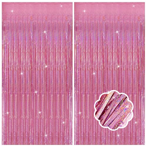Pink Fringe Backdrop Set - 2 Pack 78.7"L x 39.4"W Party Decorations for Birthdays & Events
