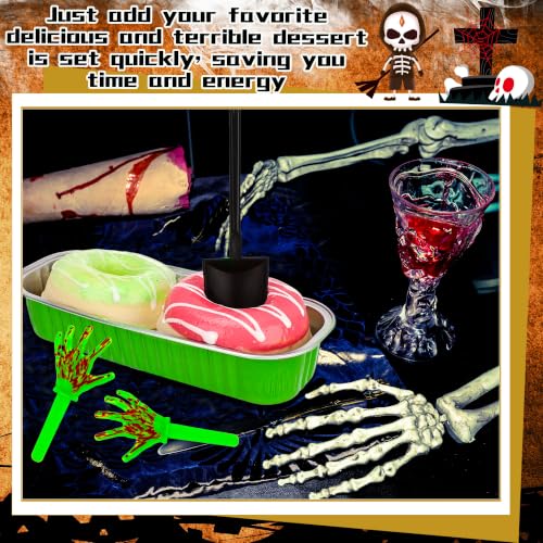 Halloween Cake Cups with Lids & Zombie Hand Toppers - 40 Set Spooky Dessert Cups & Decorations