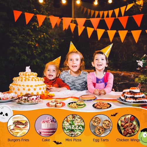 48 Pcs Halloween Paper Plates Set - Disposable Party Dinnerware with Pumpkin, Ghost, Skeleton, Bat & Cat Designs - 9 Inch