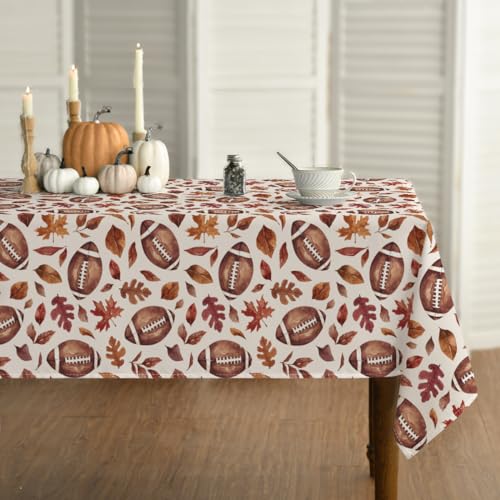 Fall Football Game Day Tablecloth 60 x 84 Inch Rectangular Orange - Sports Decor
