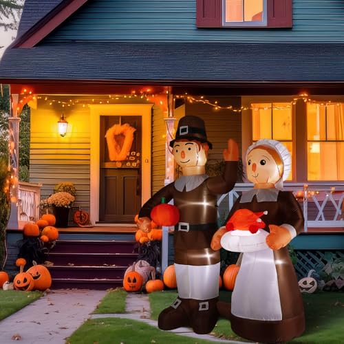 7.5 Ft Thanksgiving Pilgrim Inflatable Yard Decoration Outdoor Halloween Halloween Decor