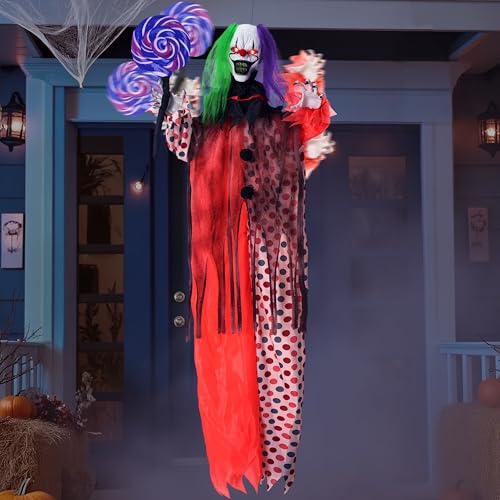 Halloween Animatronic Clown Decoration Outdoor Indoor Sound-Activated Spooky Yard Prop