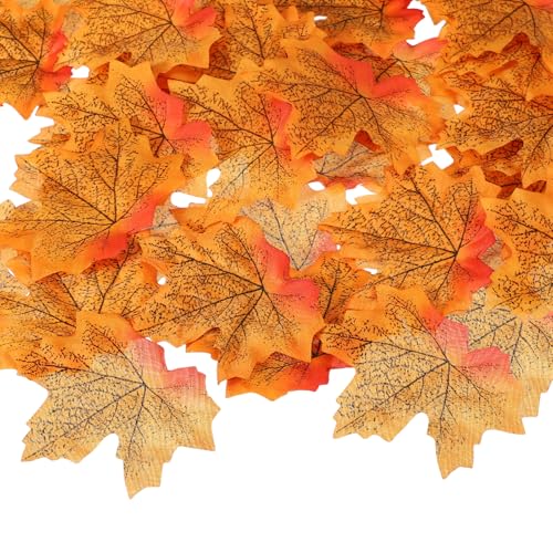 Artificial Maple Leaves Fall Decor Set 400pcs - Yellow & Red, 3.3 Inch