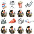Movie Night Double Sided Cupcake Toppers - Design 5, Hollywood Party Decorations, 40 pcs