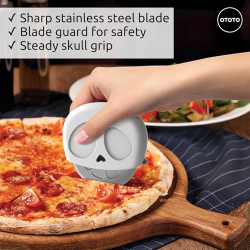 Pizza Cutter Wheel - Skull Shape Slice Reaper Gothic Kitchen Accessory - Halloween Gift