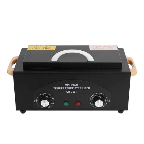 QUTUNI High Temperature Metal Tool Cleaning Box, 1.5L Dry Heat Box with Adjustable Temperature and Time for Nail Barber Tattoo Metal Equipment Cleaning (Black)