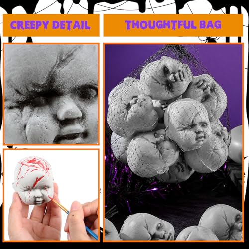 Halloween Baby Doll Heads 48 Pcs Bloody Scary Plastic Props - Classic Variation