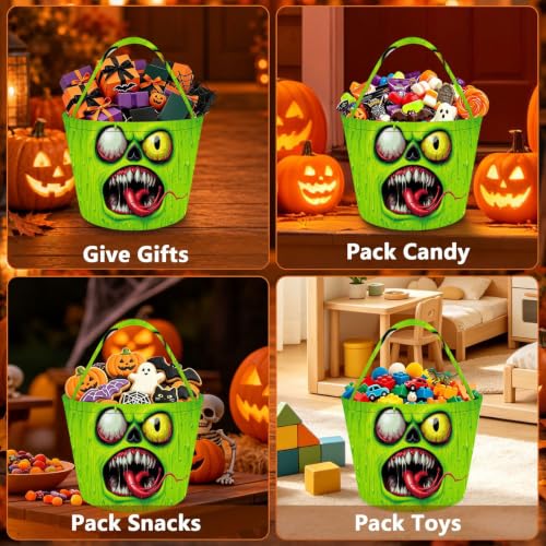 Monster Trick or Treat Bag - Foldable Candy Bucket for Halloween Party - 1 Pack