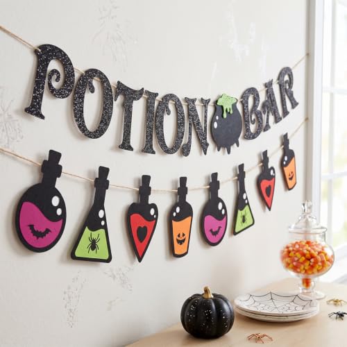 Halloween Party Decorations Potion Bar Glitter Banner - Spooky Halloween Decor