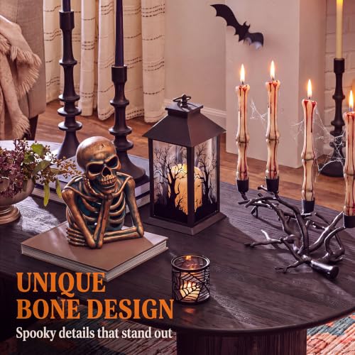 Halloween Bone Candles - Bleeding Bone Taper Candles Set of 4 for October Decor