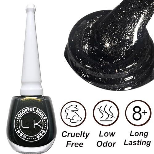 Black Glitter Nail Polish – 13ML Shimmer Finish Quick Dry No UV - Variation: Black Glitter