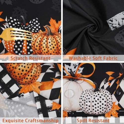 Halloween Tablecloth 70x70 Inch Square Buffalo Plaid Pumpkin Washable Party Decor - Variation of THIS listing
