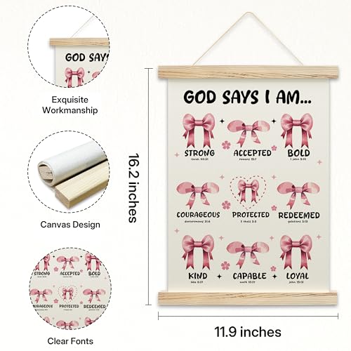Pink Religious Wall Art Poster Frame - Christian Home Decor, 12x16 Inch