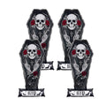 Halloween Coffin Balloons Set with RIP Base - Large Skeleton Foil Decor