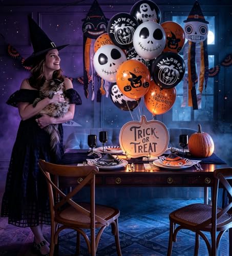 Halloween Balloons Decorations Set - 50pcs 12 Inch Latex Party Balloons