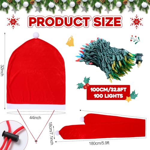 Giant 12ft Skeleton Christmas Outfit Set with Lights and Accessories for Holiday Decor