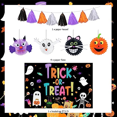 Halloween Car Decorations Trunk or Treat Backdrop Fans Tassels for Garage & Yard