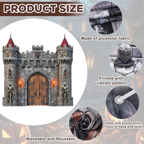 Medieval Castle Door Cover Set for Party Decor - 4 Pieces, Knight & Torch Theme
