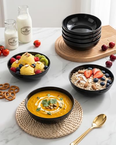 Disposable Black Plastic Bowls - 10oz Party & Graduation Serveware - 50 Pack