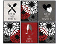 Boho Christian Wall Art Prints - Floral Food Blessing Sign Set for Kitchen & Dining