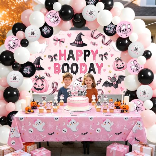 Pink Black Happy Boo Day Decorations for Girls Birthday Party - Variation of this listing: Pink Black Birthday a