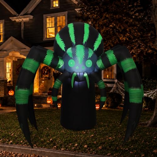 7 Ft Inflatable Halloween Spider with LED Lights Outdoor Yard Decoration