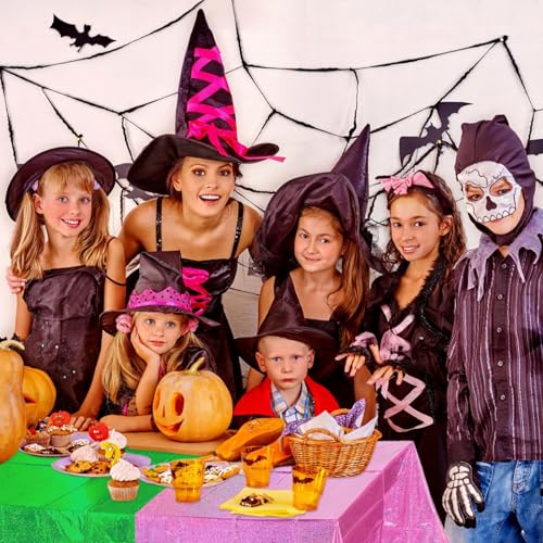 Pink and Green Holographic Tablecloth Set - 39x106 Inches for Halloween & Party Decorations
