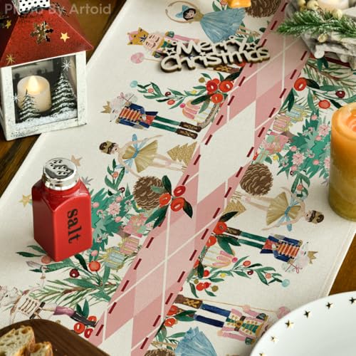 Christmas Table Runner 13x72 Inch Pink Holiday Home Decor - Artoid Mode