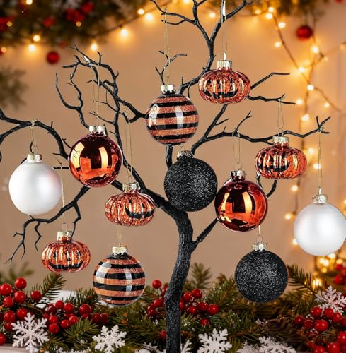 12 Pack Halloween Tree Ornaments - Small Glass Holiday Decorations Set12-1
