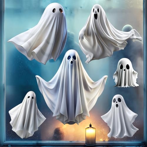 Ghost Window Clings - Vintage Halloween Ghost Stickers for Glass Windows - Variation: Ghost-1