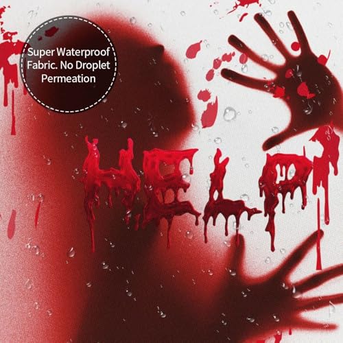 Halloween Bloody Hands Shower Curtain - Spooky Blood Handprints Waterproof Fabric 72x72 Inch - Horror Bathroom Decor with Hooks